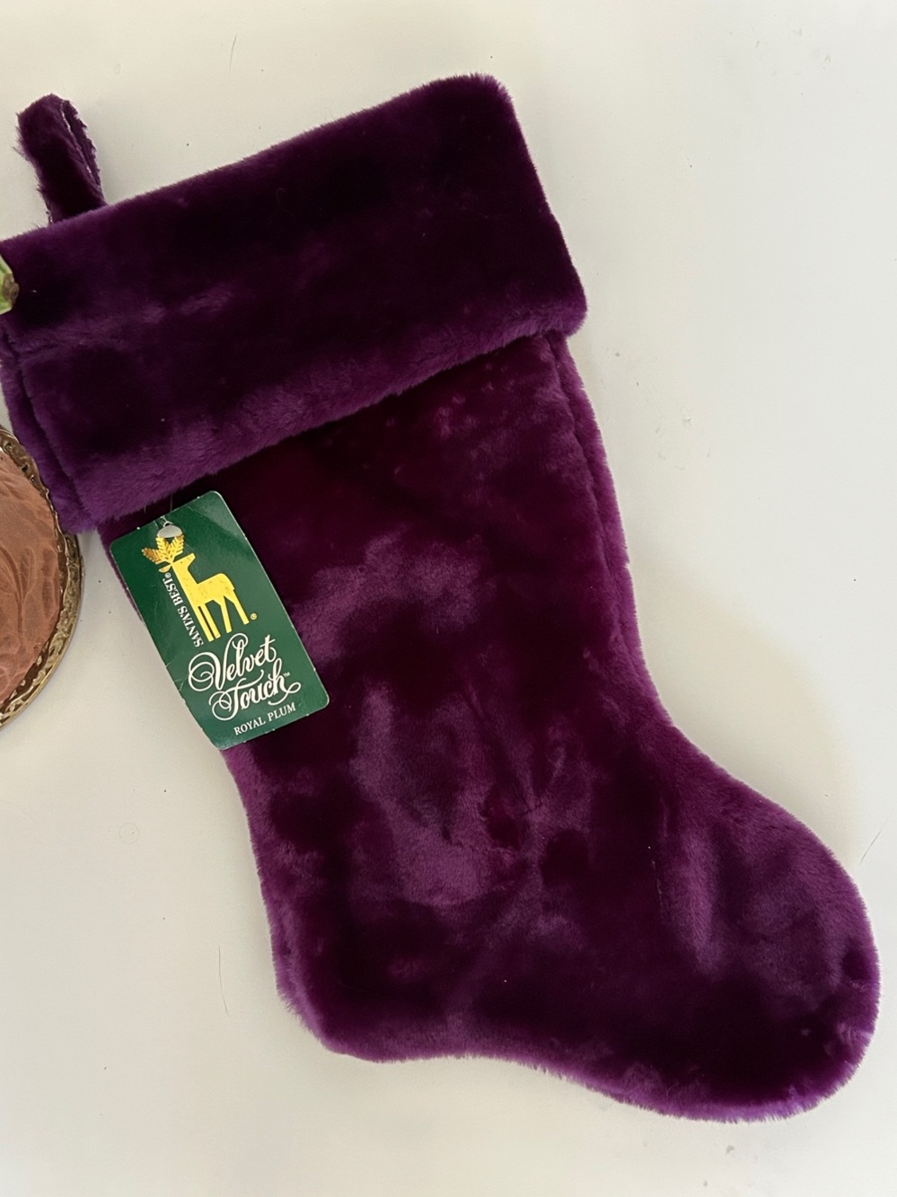 Vintage “Velvet Touch” Christmas Stocking in Royal Plum